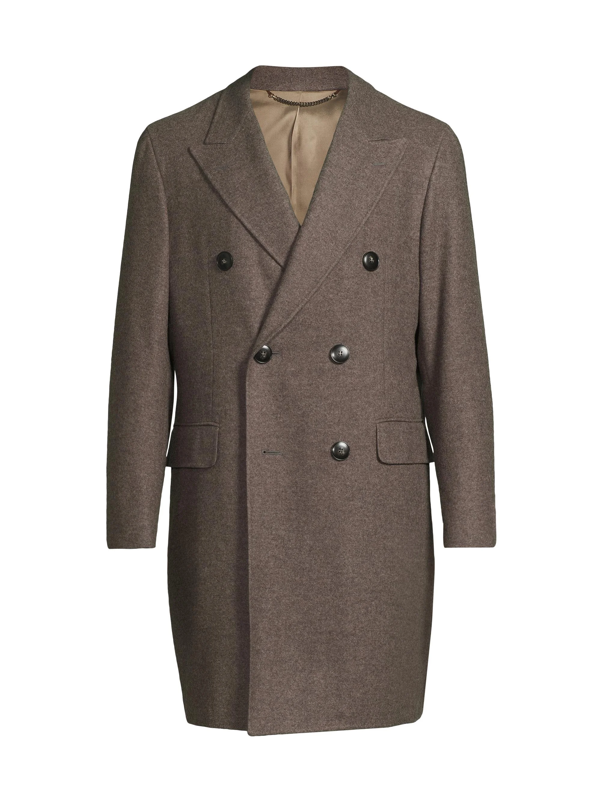 Men's Wool-Cashmere Double-Breasted Coat - Brown - 1