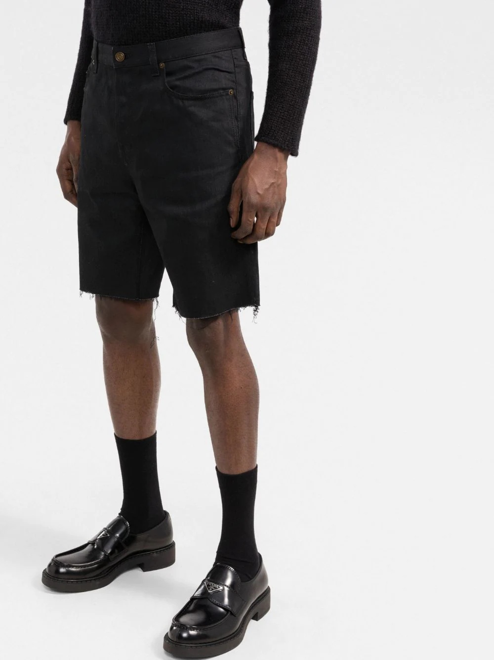 raw-cut hem shorts - 3