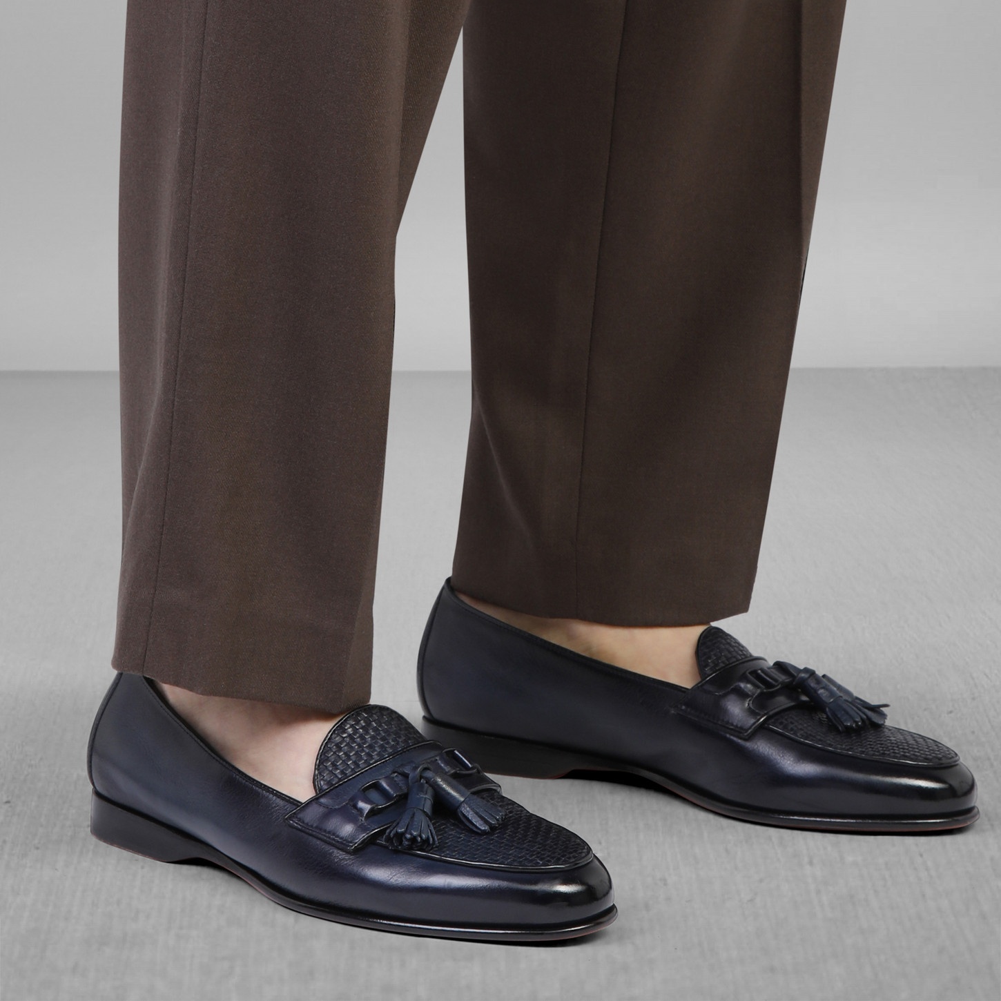 Men's blue leather Andrea tassel loafer - 2