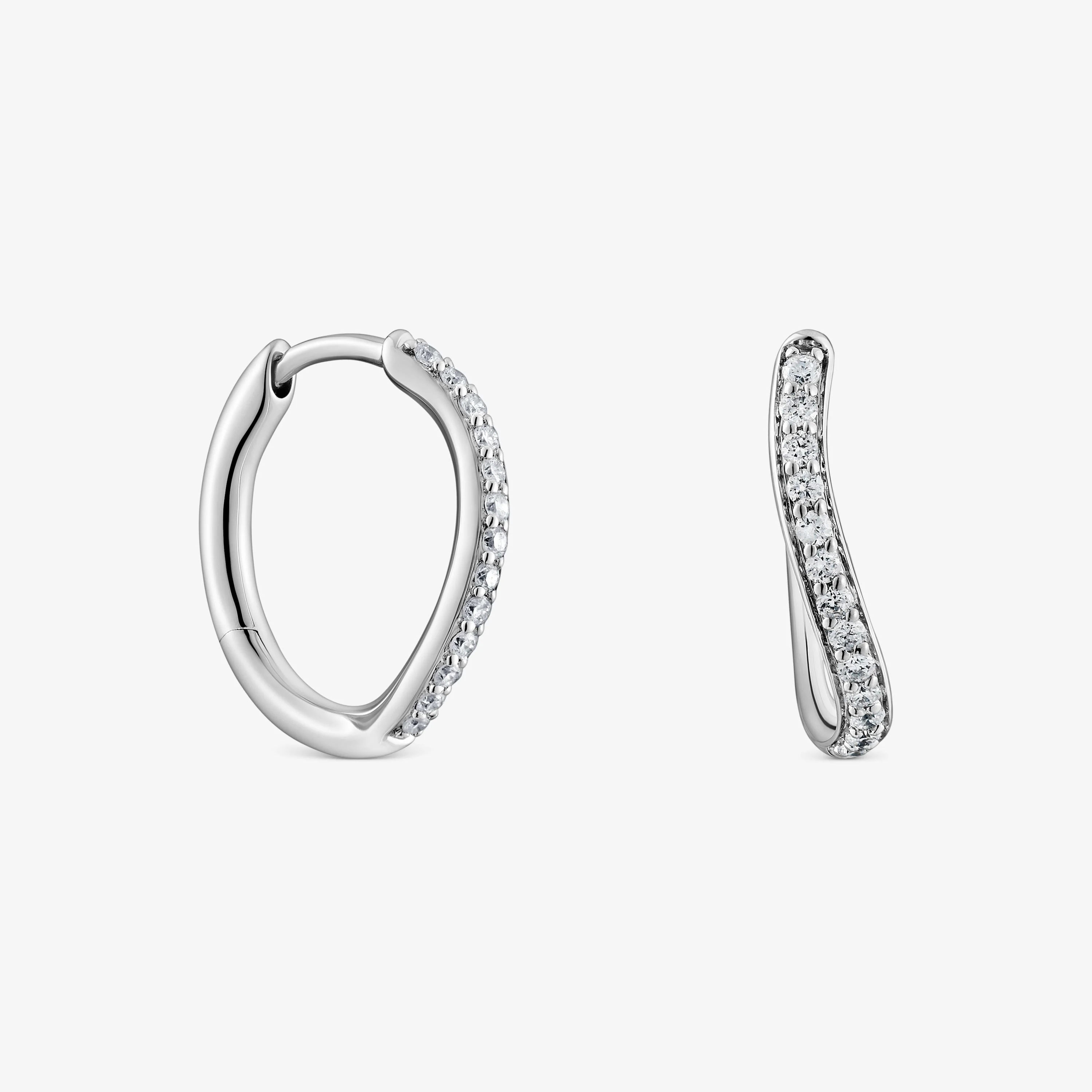 18K white gold hoop earrings with diamonds New Hav - 1