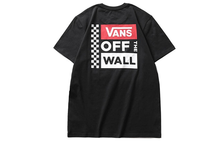 Vans Grid Alphabet Printing Short Sleeve Couple Style Black VN0A3TY4BLK - 2