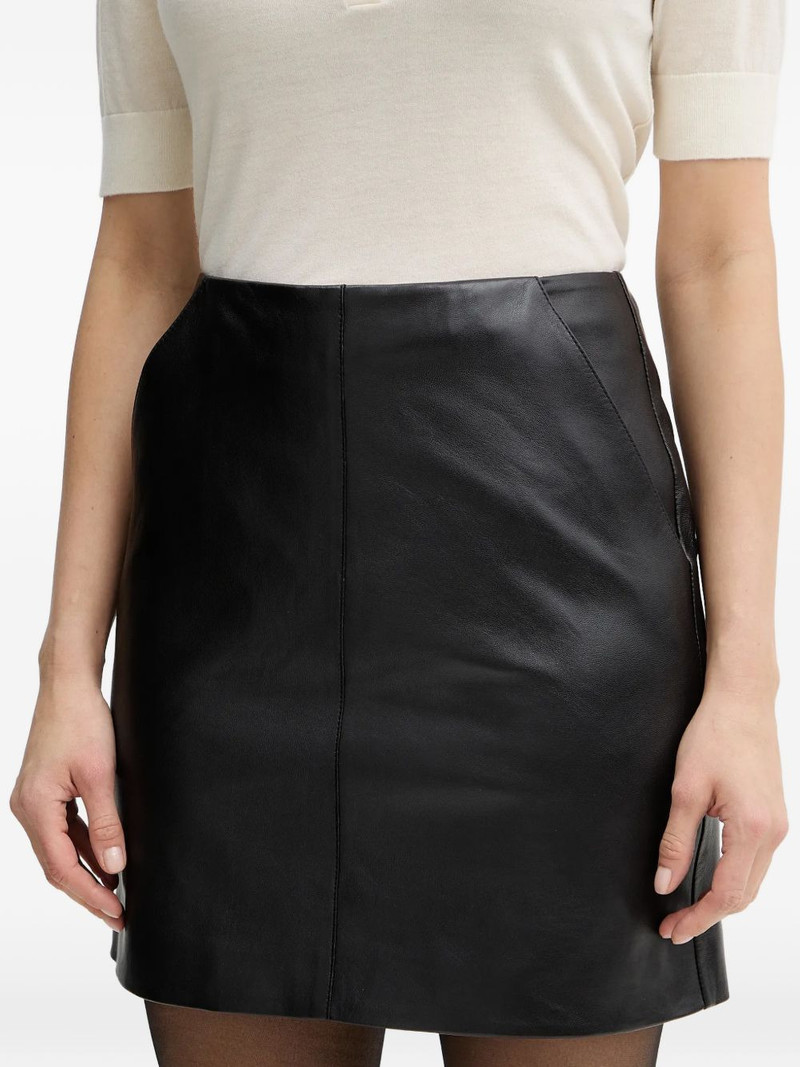 BOSS front-seam leather skirt outlook