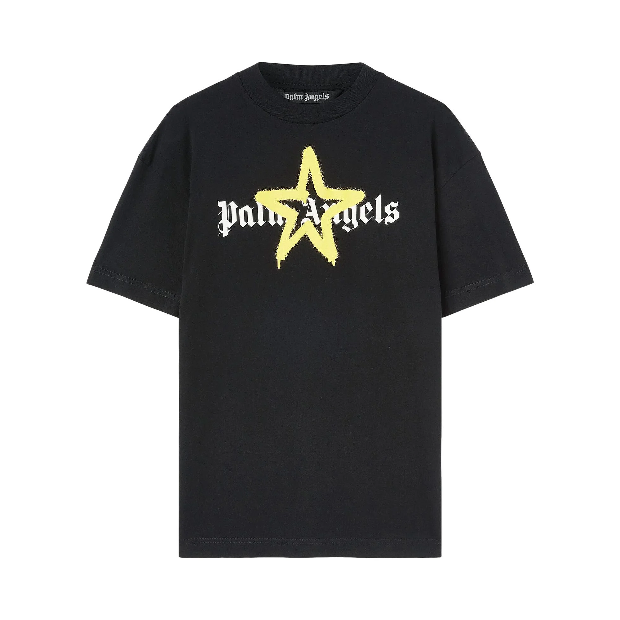 Palm Angels Star Sprayed Tee 'Black/Yellow' - 1
