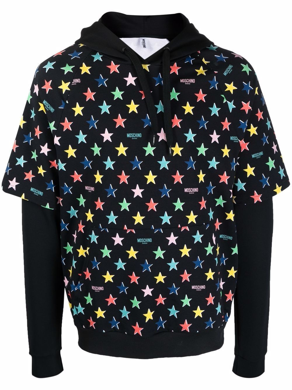 star-print layered hoodie - 1