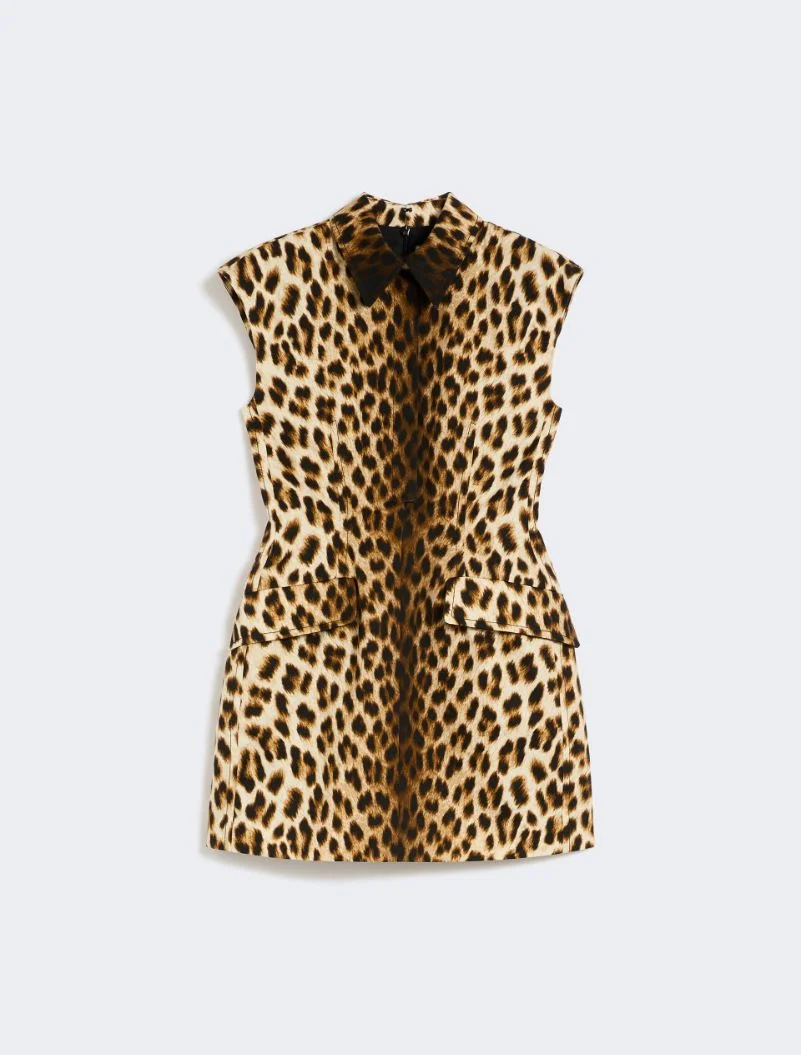 Sleeveless hourglass dress in cotton - camel - 1