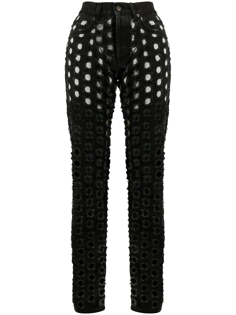 perforated slim-fit jeans - 1