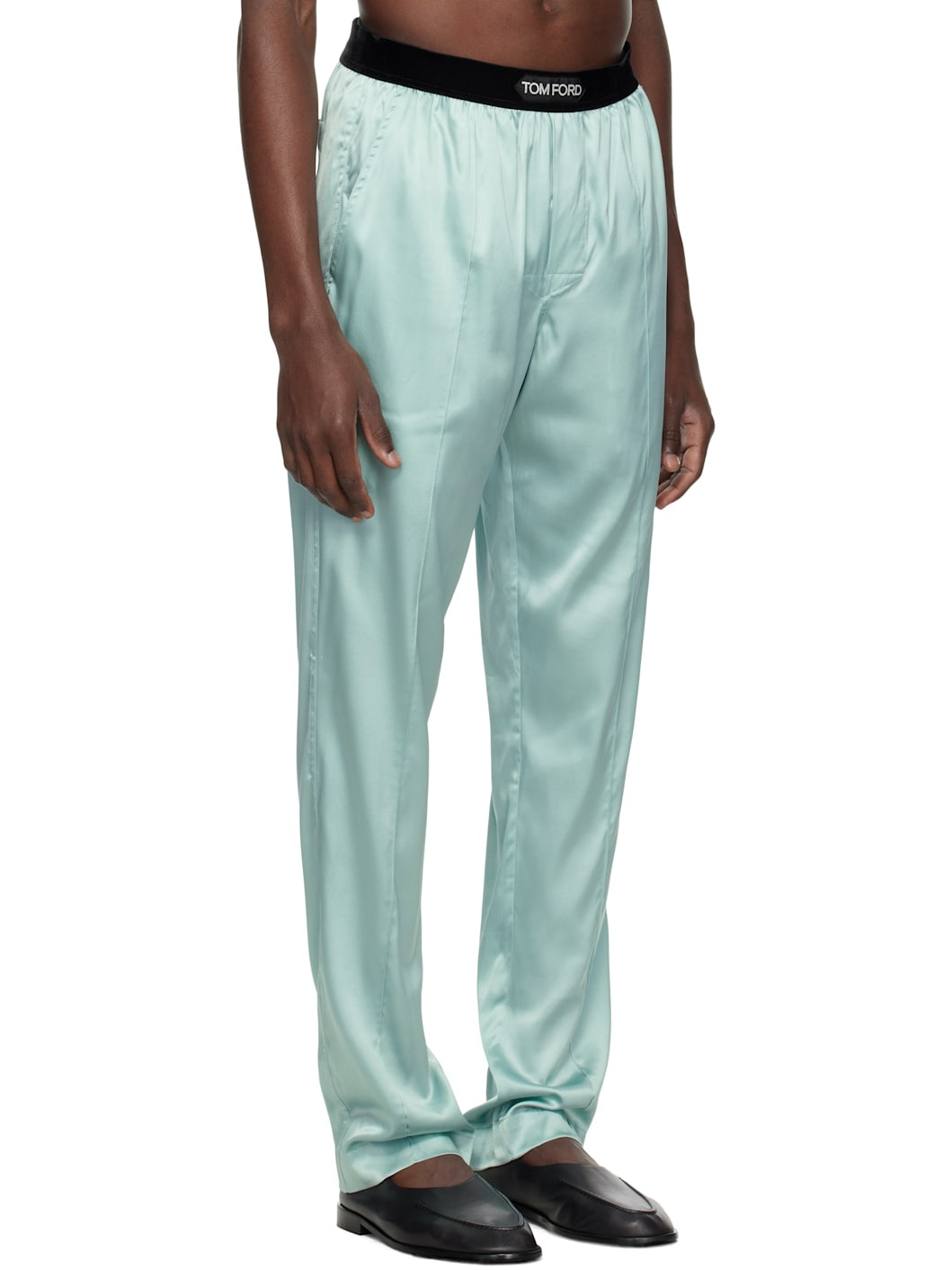 Green Stretch Silk Satin Pyjama Pants - 2
