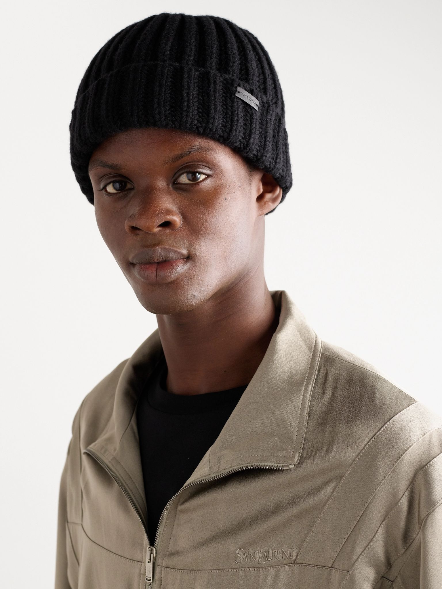 Logo-Appliquéd Ribbed Cashmere Beanie Black - 2