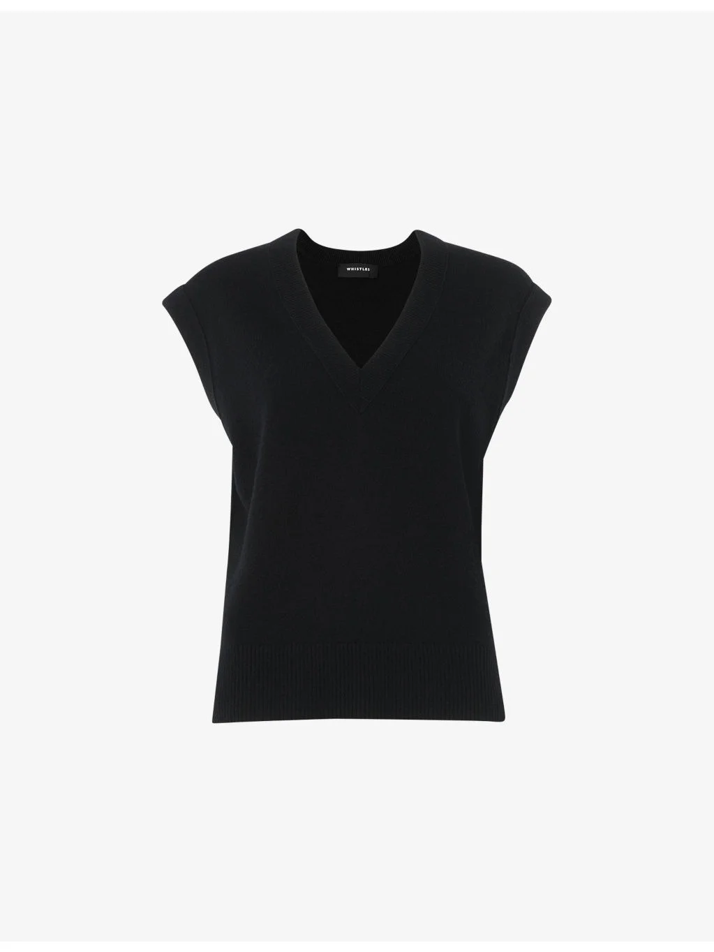 V-Neck Knitted Wool Tank Top - 1