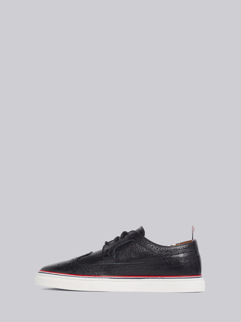 Black Pebbled 4-Bar Brogue Sneaker 3