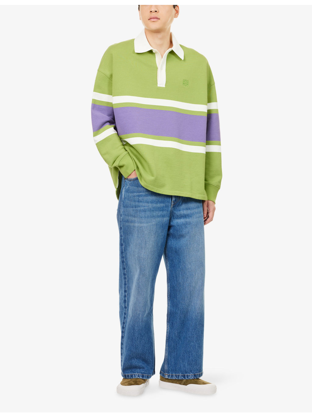 Striped Long-Sleeve Cotton Polo Shirt - 2