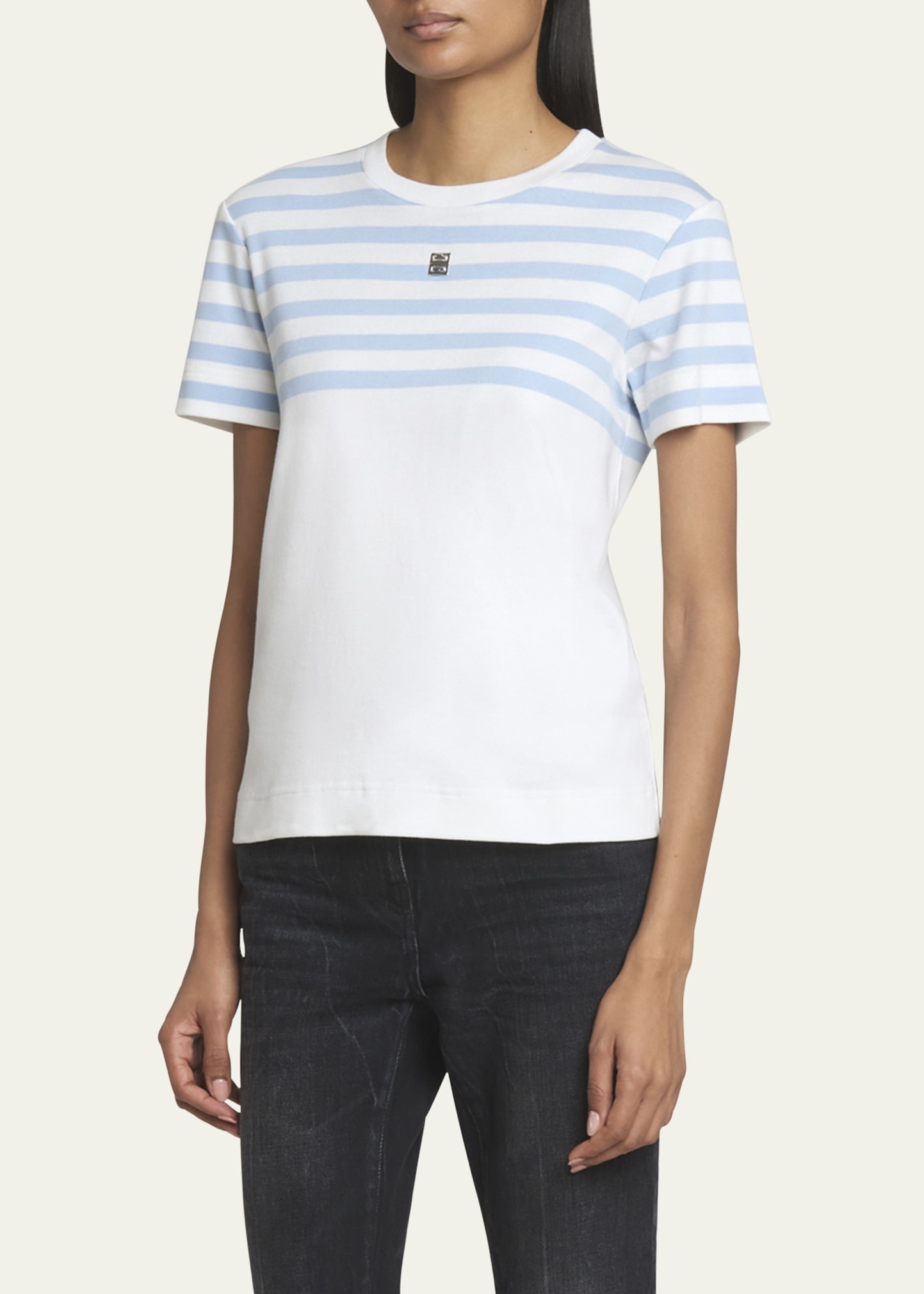 Striped Top T-Shirt with 4G Logo Detail - 4