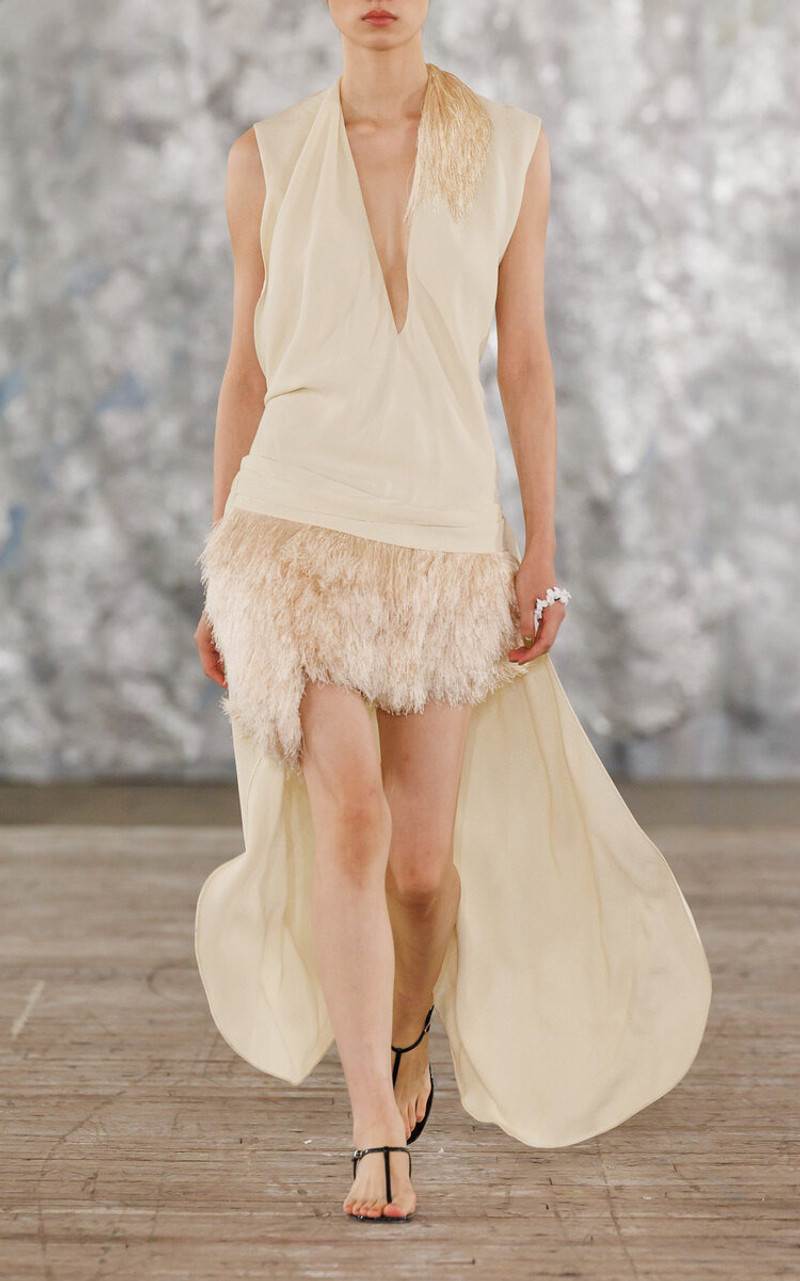 diotima Marinaia Fringe Detail Midi Dress ivory outlook