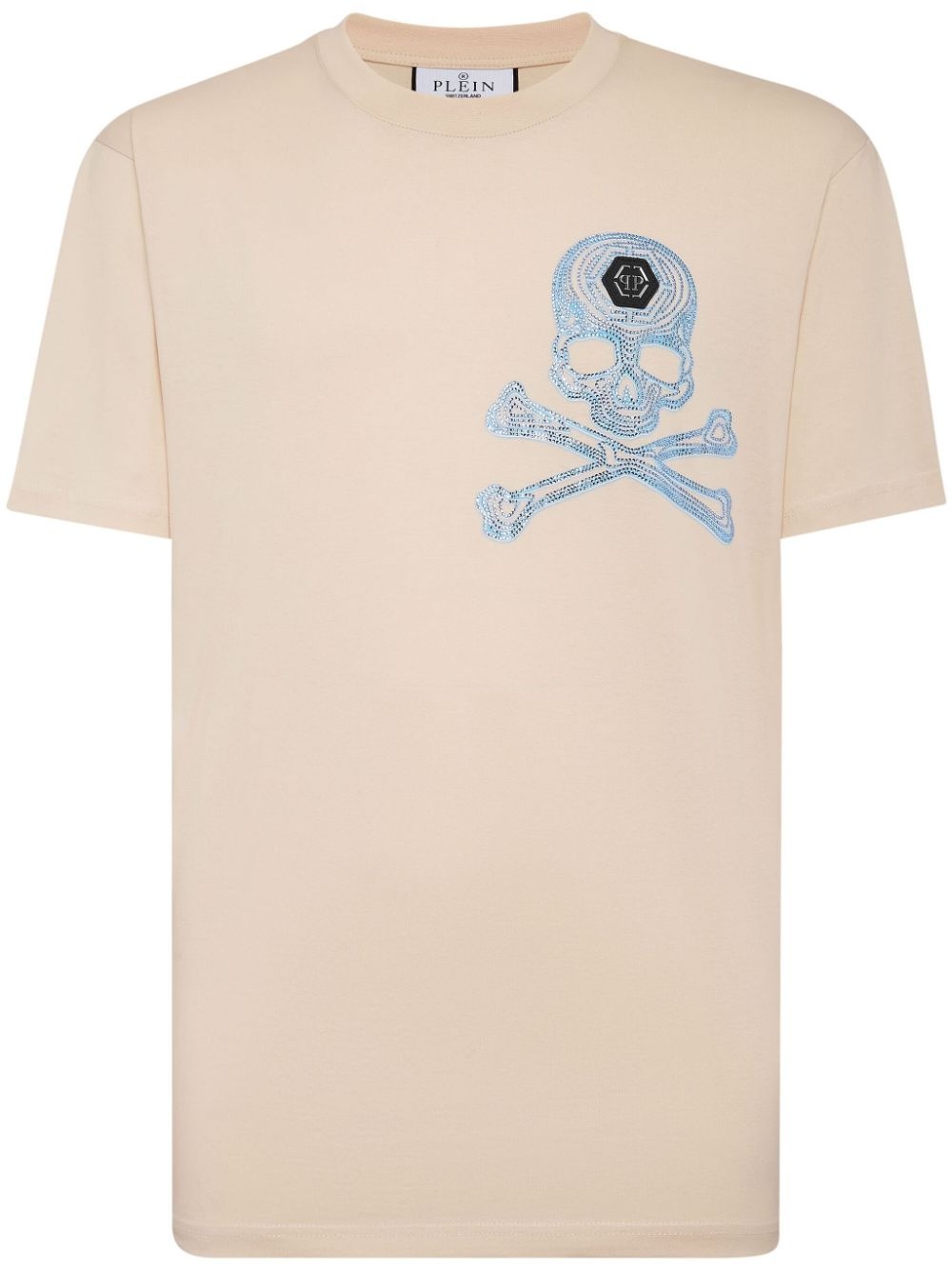 crystal-embellished skull-print cotton T-shirt - 1