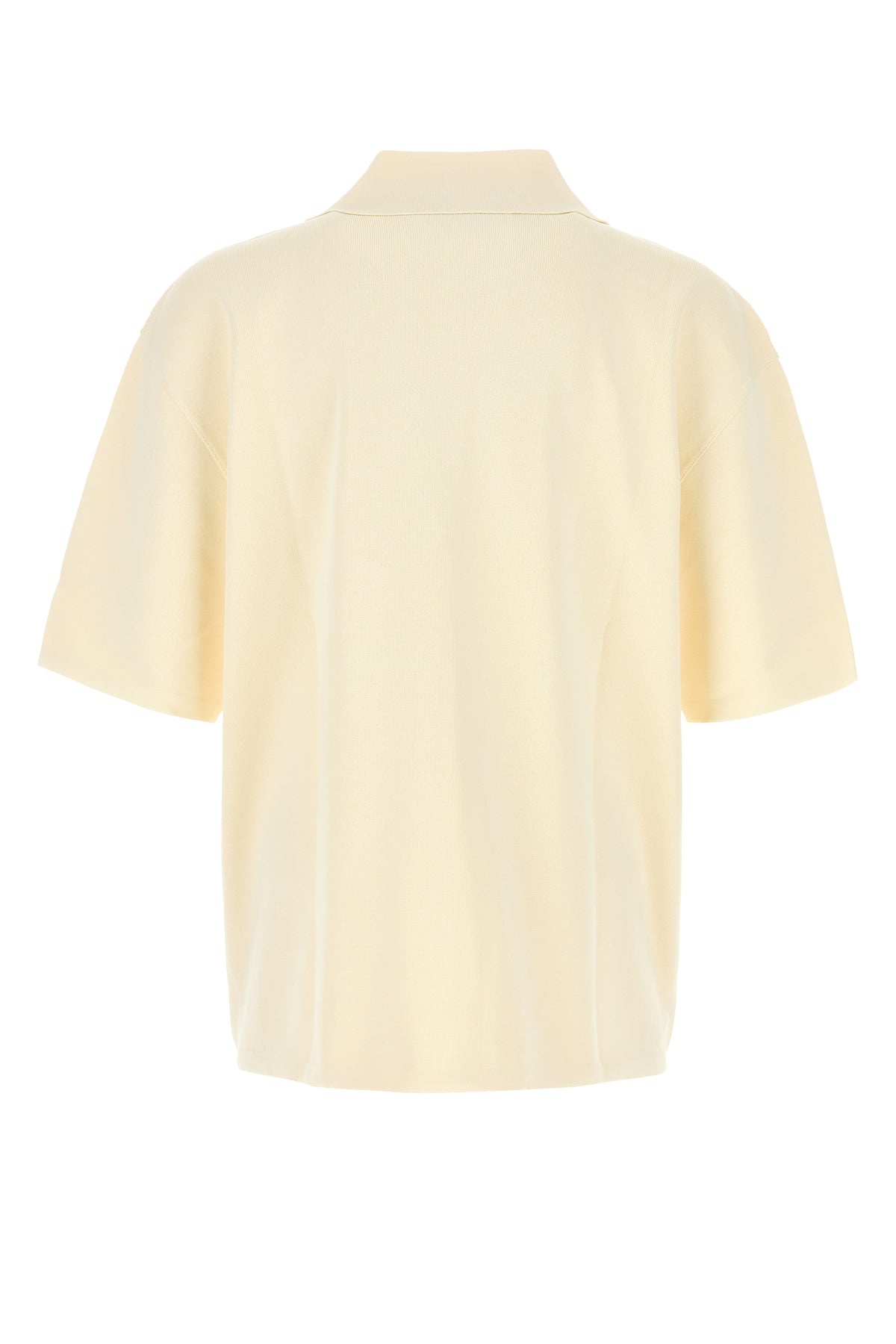Cream viscose blend oversize polo shirt - 2