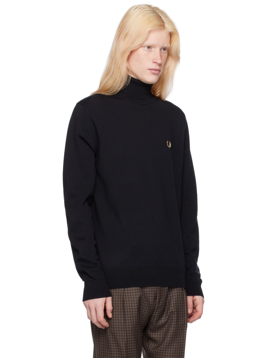 Black Embroidered Turtleneck - 2