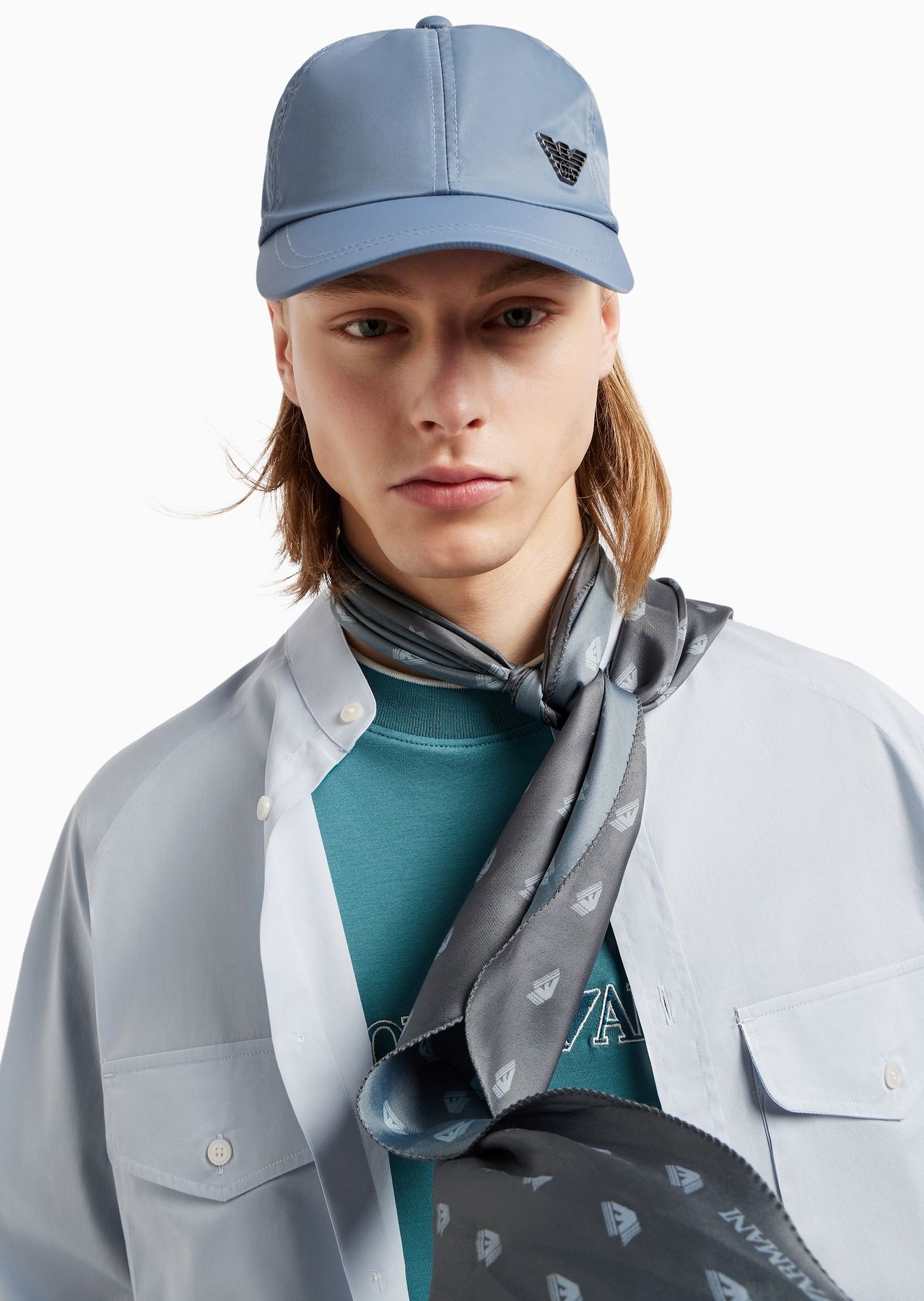 Poplin shirt with guru collar and pockets on the chest - 5