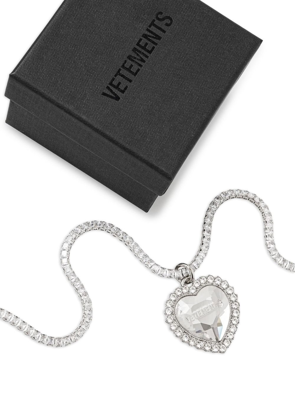 crystal-embellished heart-pendant necklace - 4
