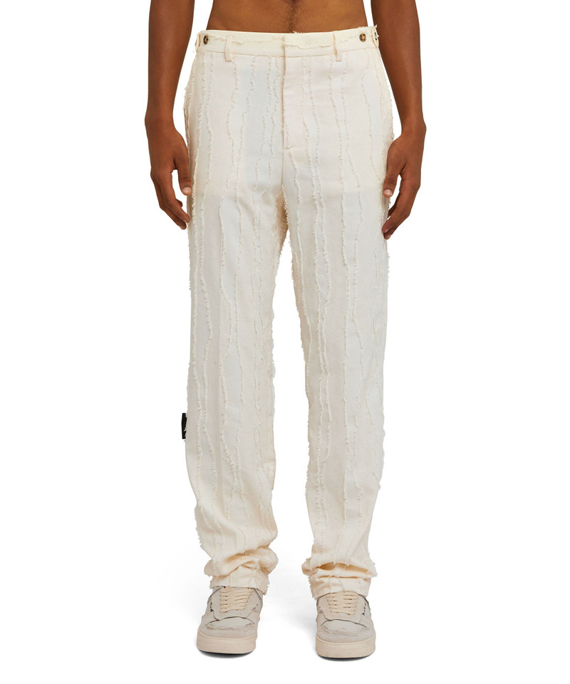 MSGM Solid color jacquard fil coup&eacute; cotton tailored pants with straight legs outlook