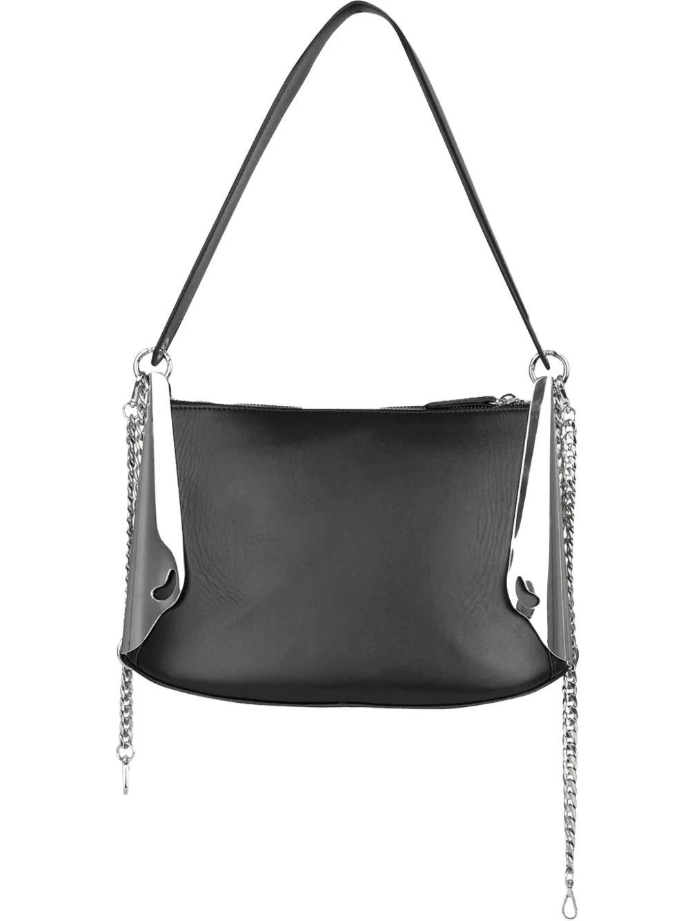 chain-embellished leather shoulder bag - 1