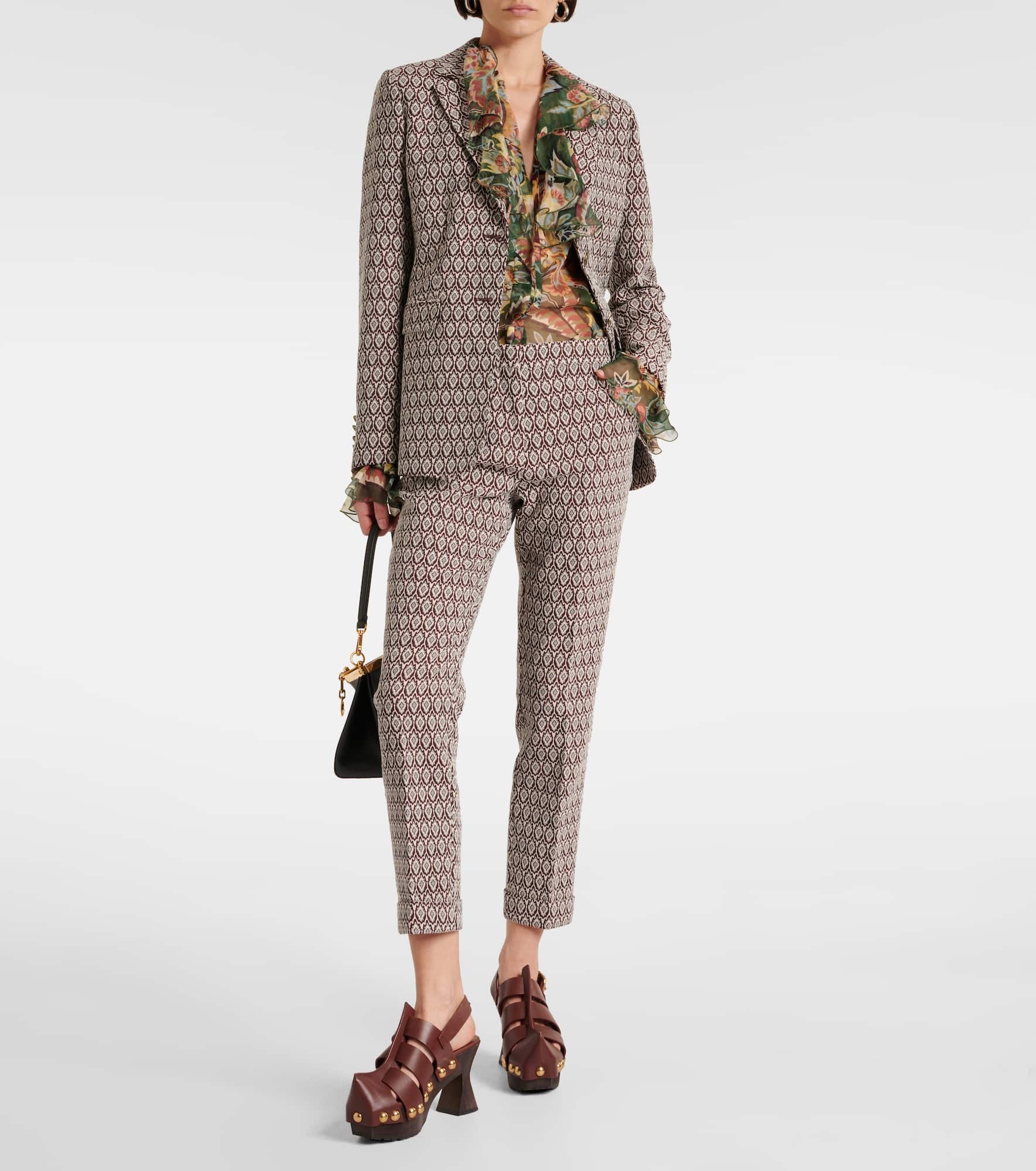 Printed cotton-blend cropped pants - 2