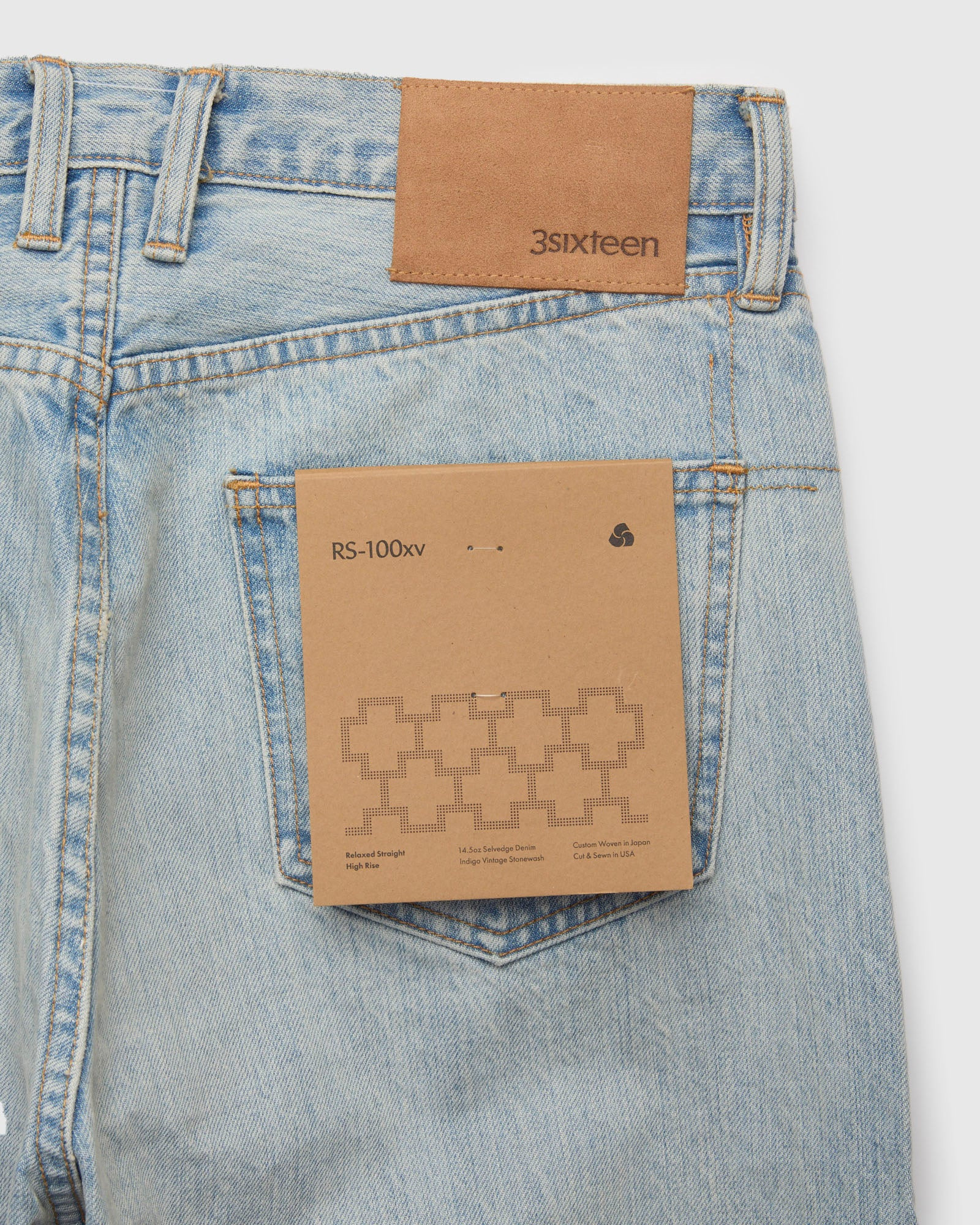 RS-100XV 14oz Vintage Wash Indigo Selvedge Denim - Relaxed Straight Fit - 3