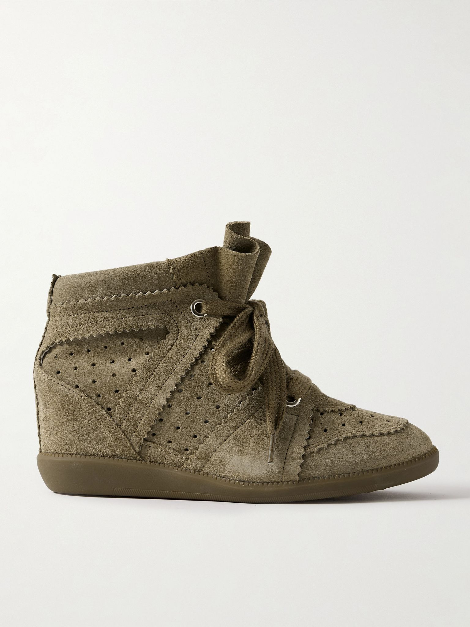 Bobby perforated suede wedge sneakers Taupe - 1