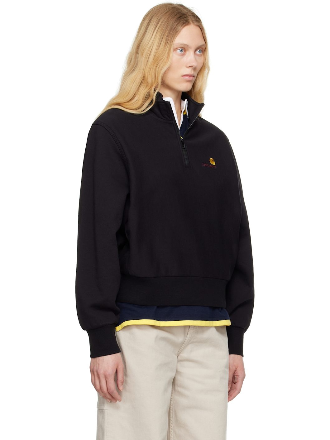 Black American Script High Neck Sweatshirt - 2