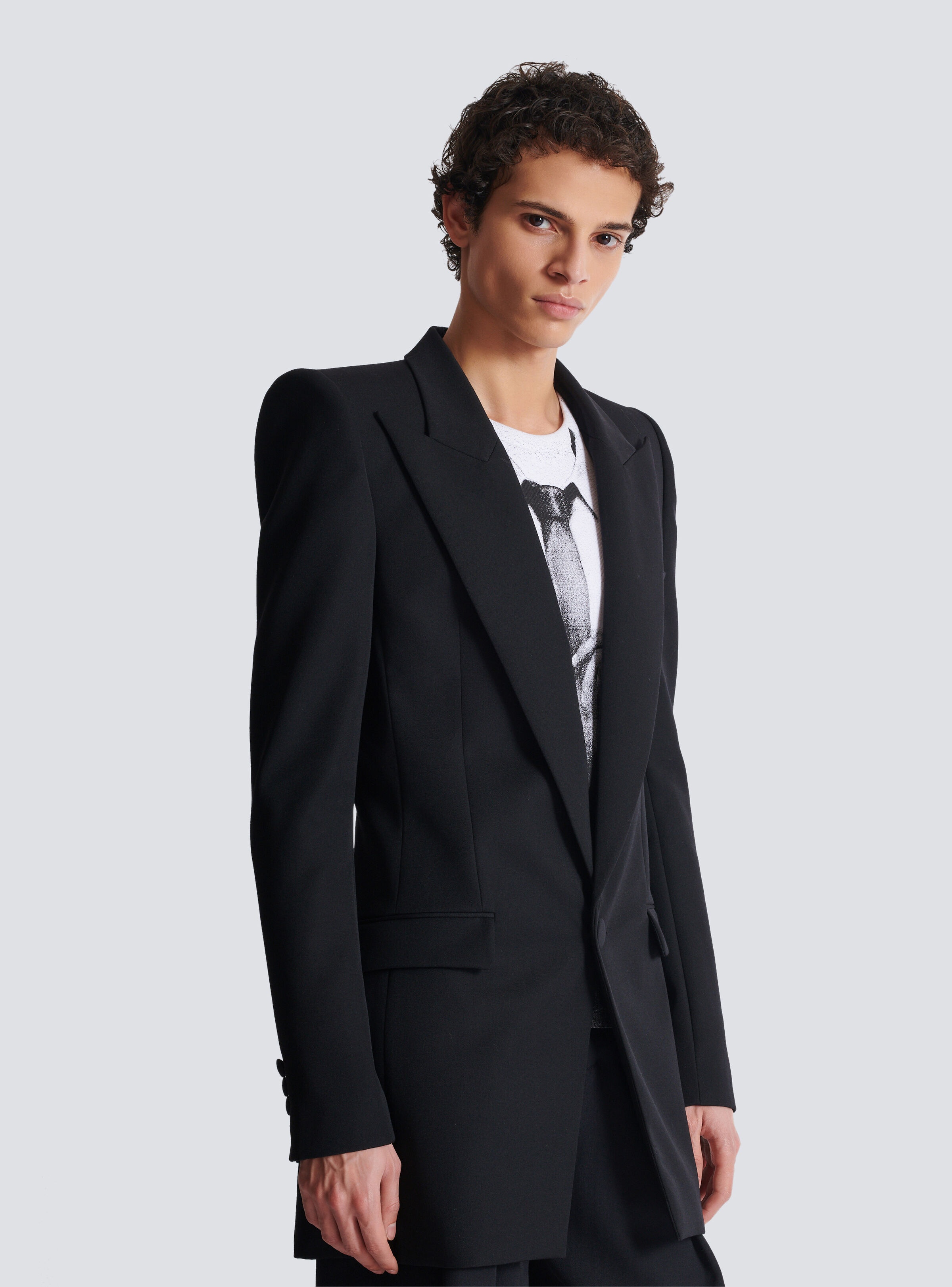 Grain de poudre 1-button jacket with shoulder pads - 6
