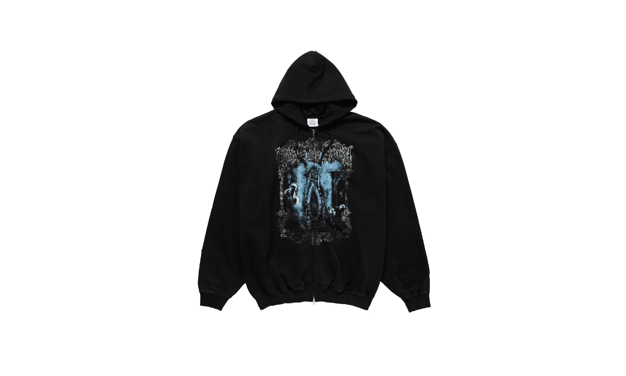 Cof Butterfly Oversized Zip-Up Hoodie Washed "Black" UCF76ZU800B - 1