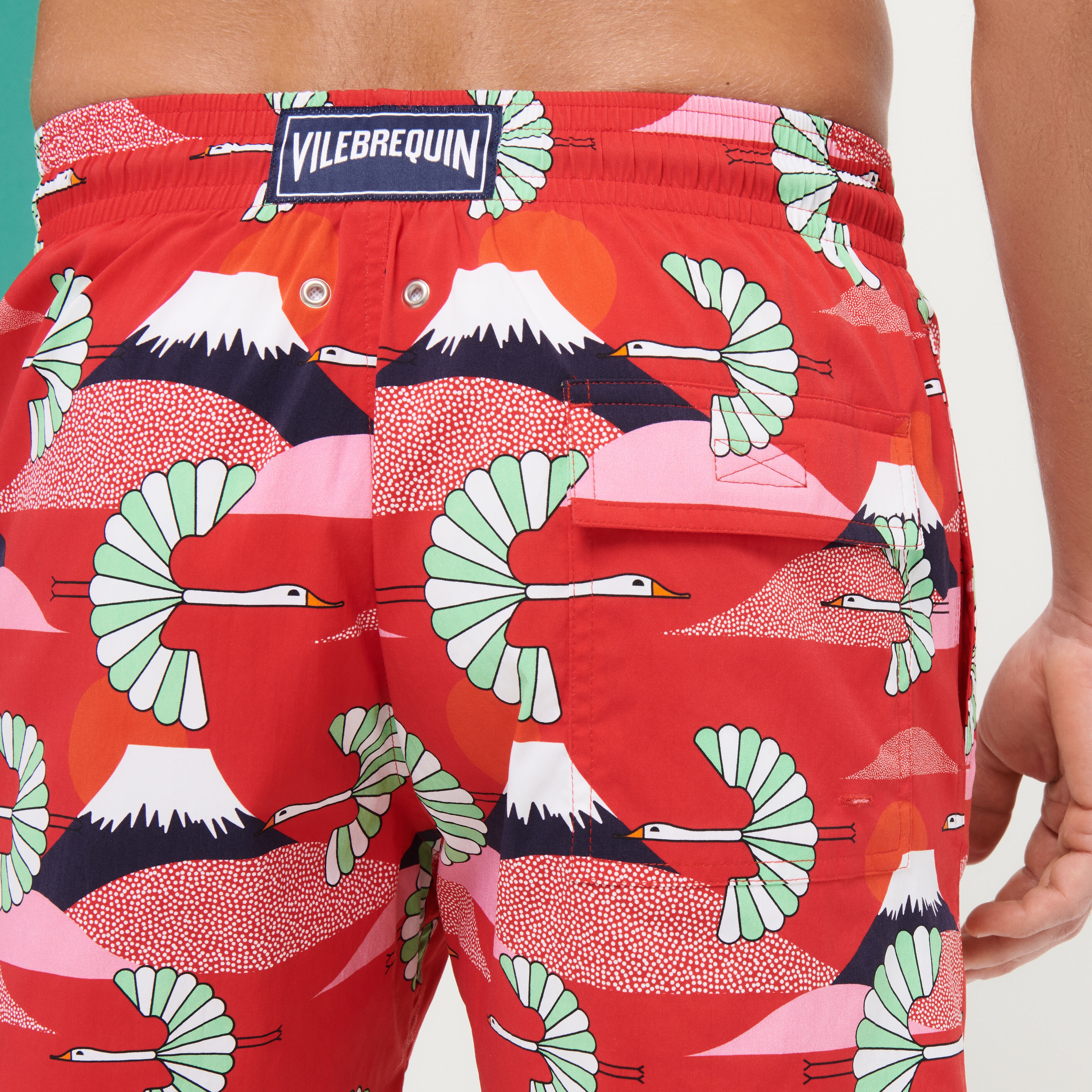 Men Stretch Swim Trunks Japan Birds - 6