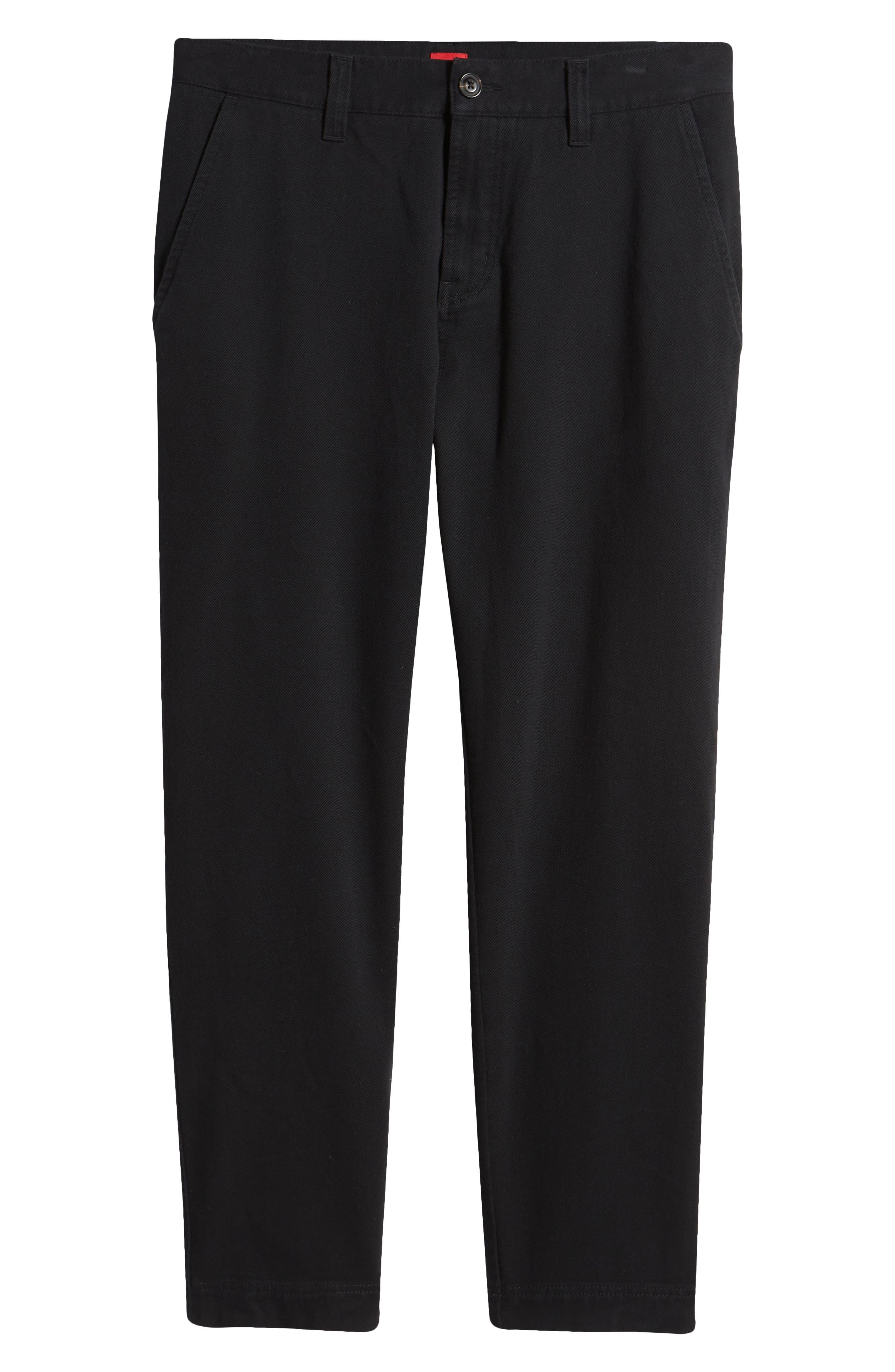 HUGO Zeebo Flat Front Cotton Twill Chinos in Black at Nordstrom - 5
