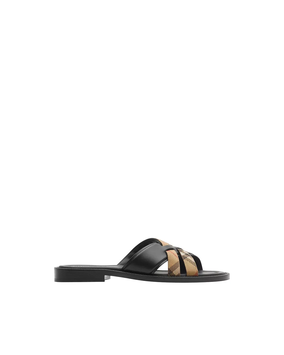 Men's Check and Leather Drift Sandals - 1