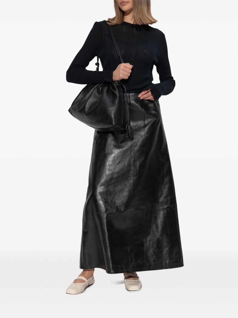 pleated leather maxi skirt - 2