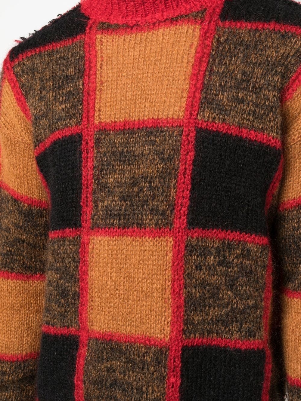 checkerboard crew neck sweater - 5