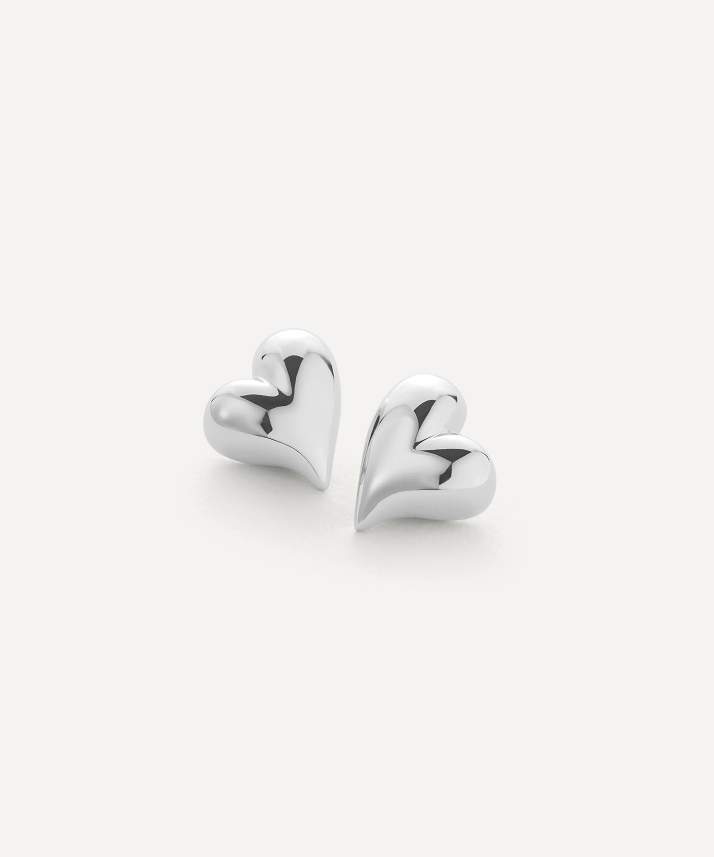 Silver-Plated Art Heart Symmetrical Button Stud Earrings - 1