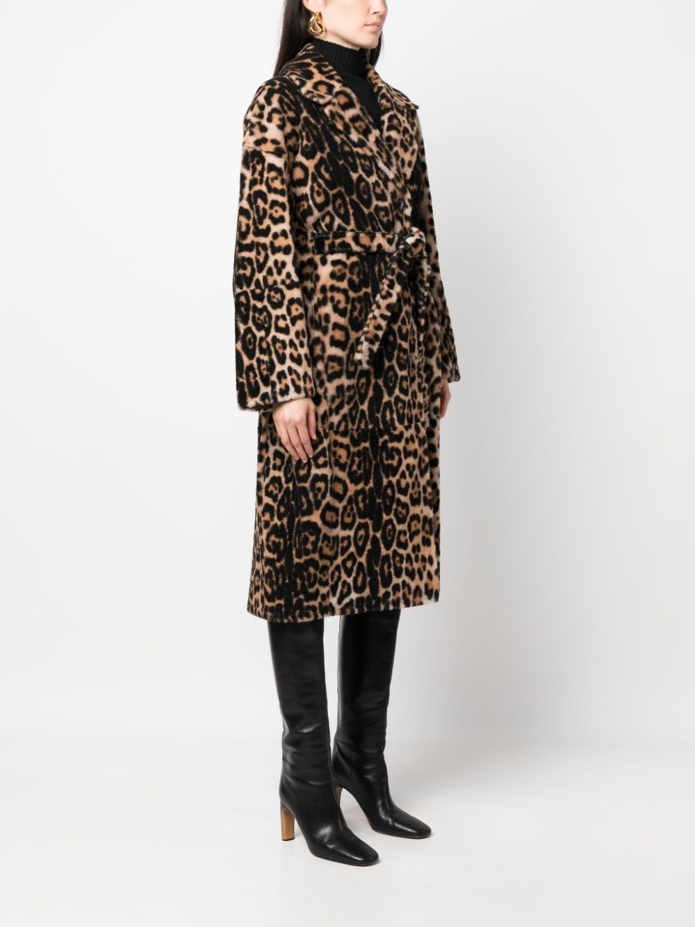 shearling leopard-print coat - 3