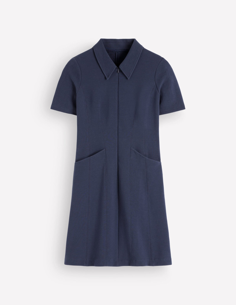 Nia Short Sleeve Zip Dress-Navy 1