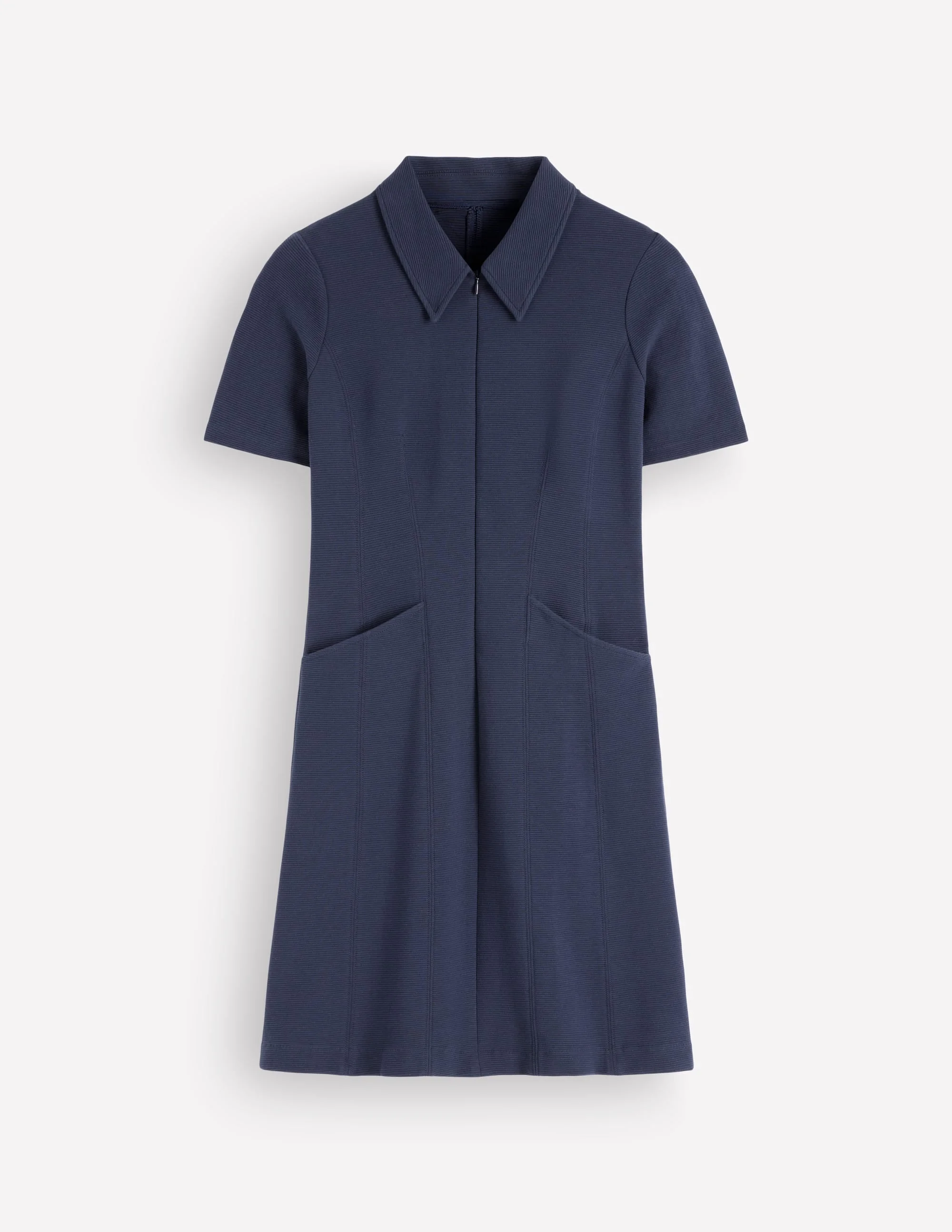 Nia Short Sleeve Zip Dress-Navy - 1