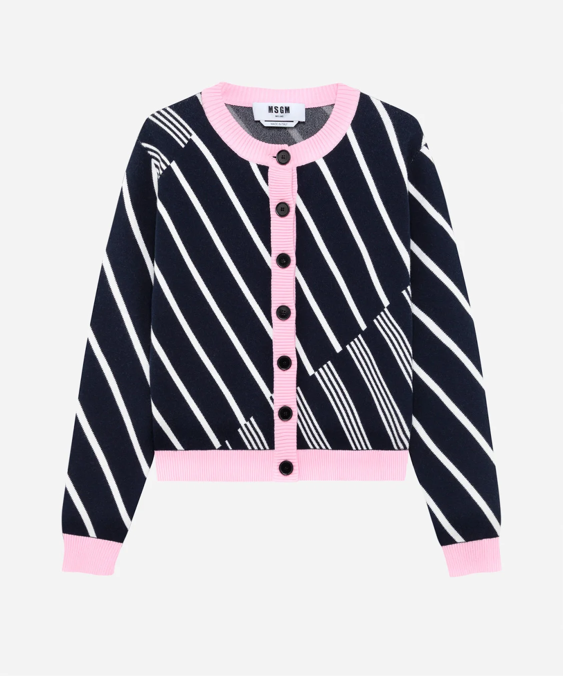 Striped techno piqué cardigan - 1