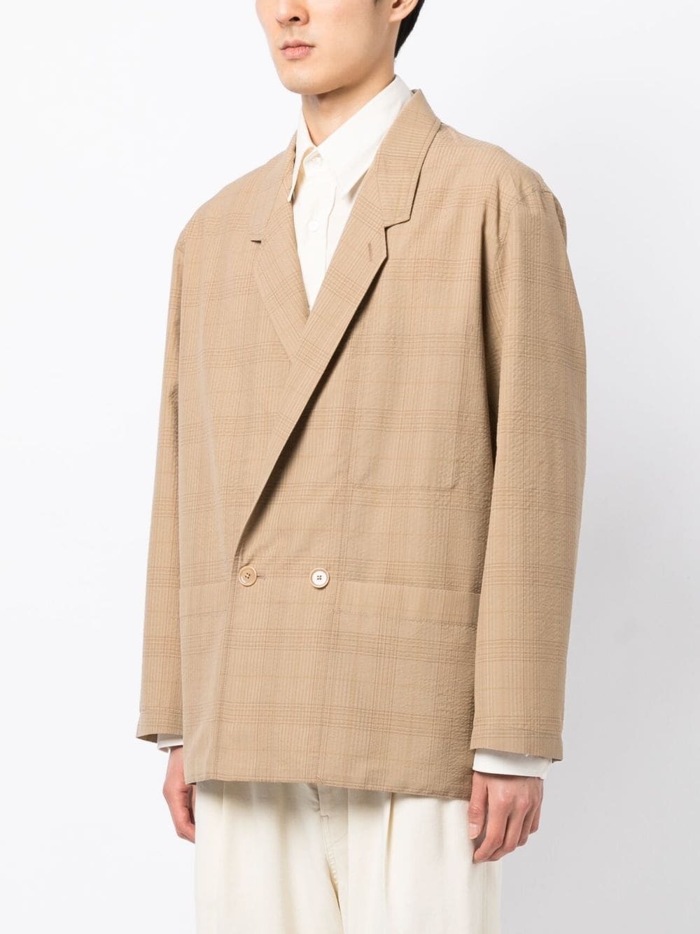 checked double-breasted blazer - 3