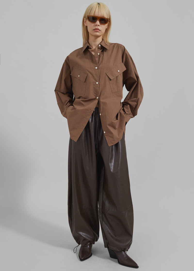 Briar Faux Leather Balloon Pants - Brown 9