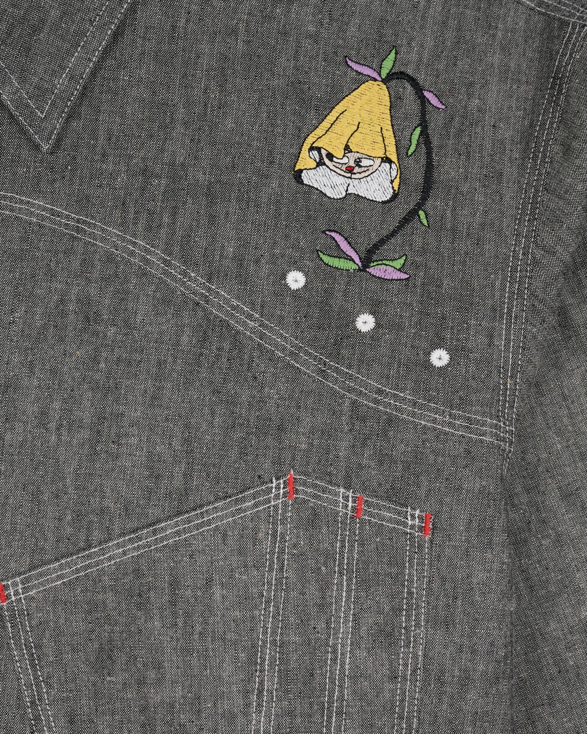 Garden Party Chambray Button Up Shirt - Gray - 3