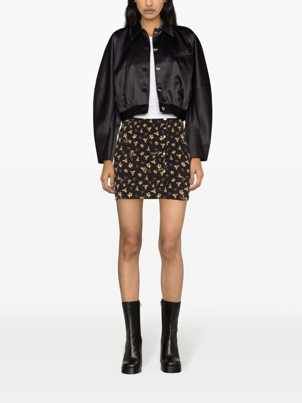 floral-pattern jacquard miniskirt - 2