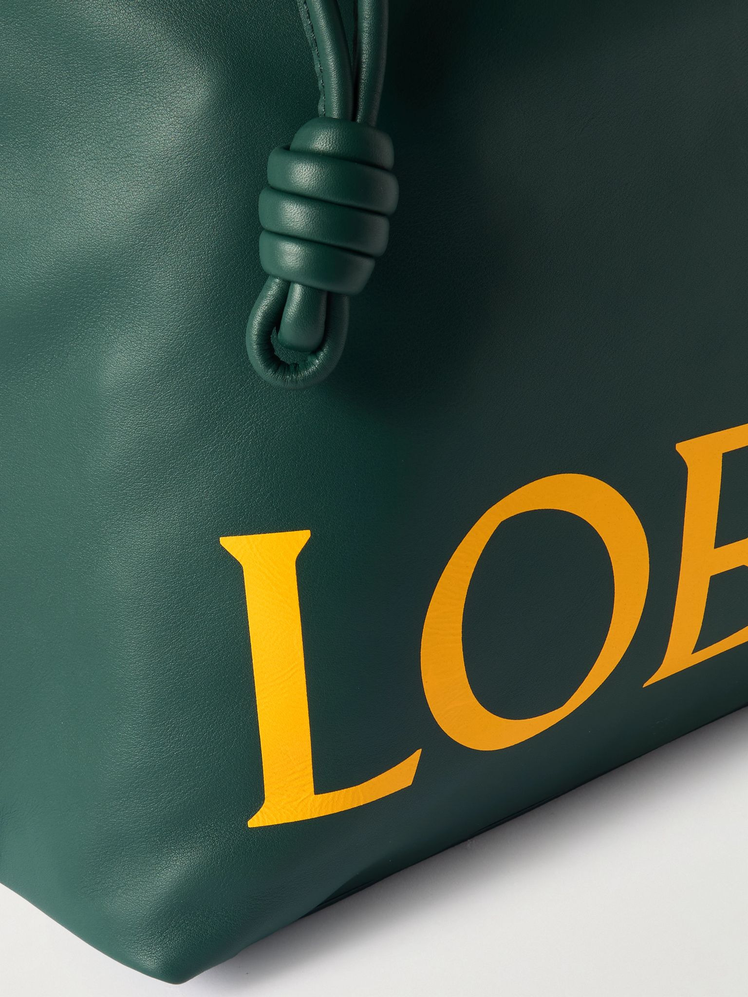 Flamenco Logo-Print Leather Tote Bag Green - 4