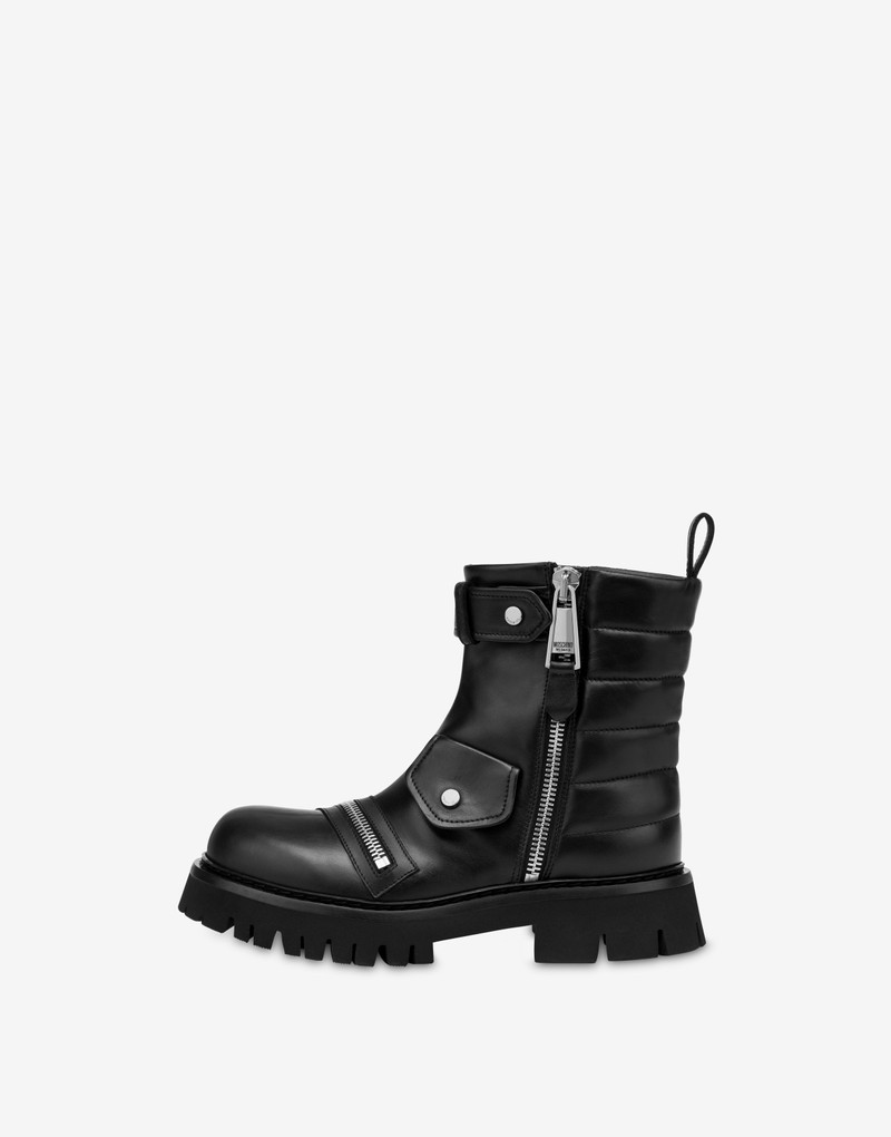 CALFSKIN BIKER ANKLE BOOTS 2