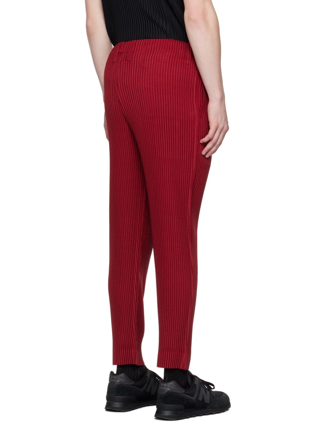 Red Kersey Pleats Trousers - 3