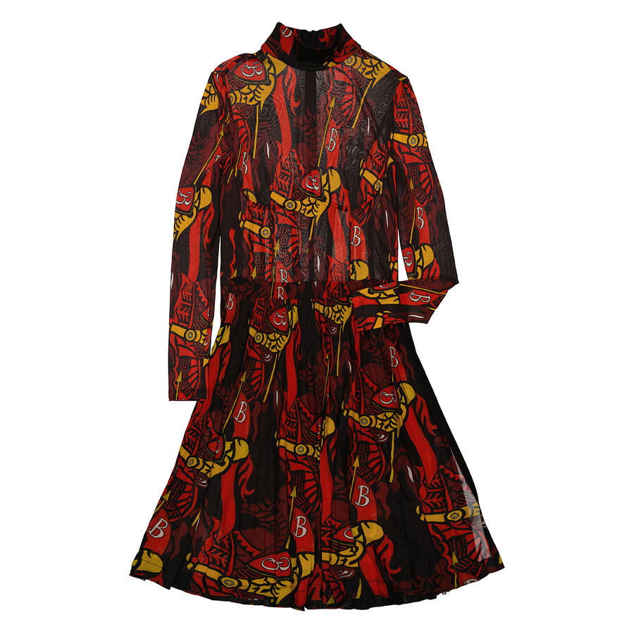 Burberry Ladies Black IP Pattern Printed Long-Sleeve Dress - 7