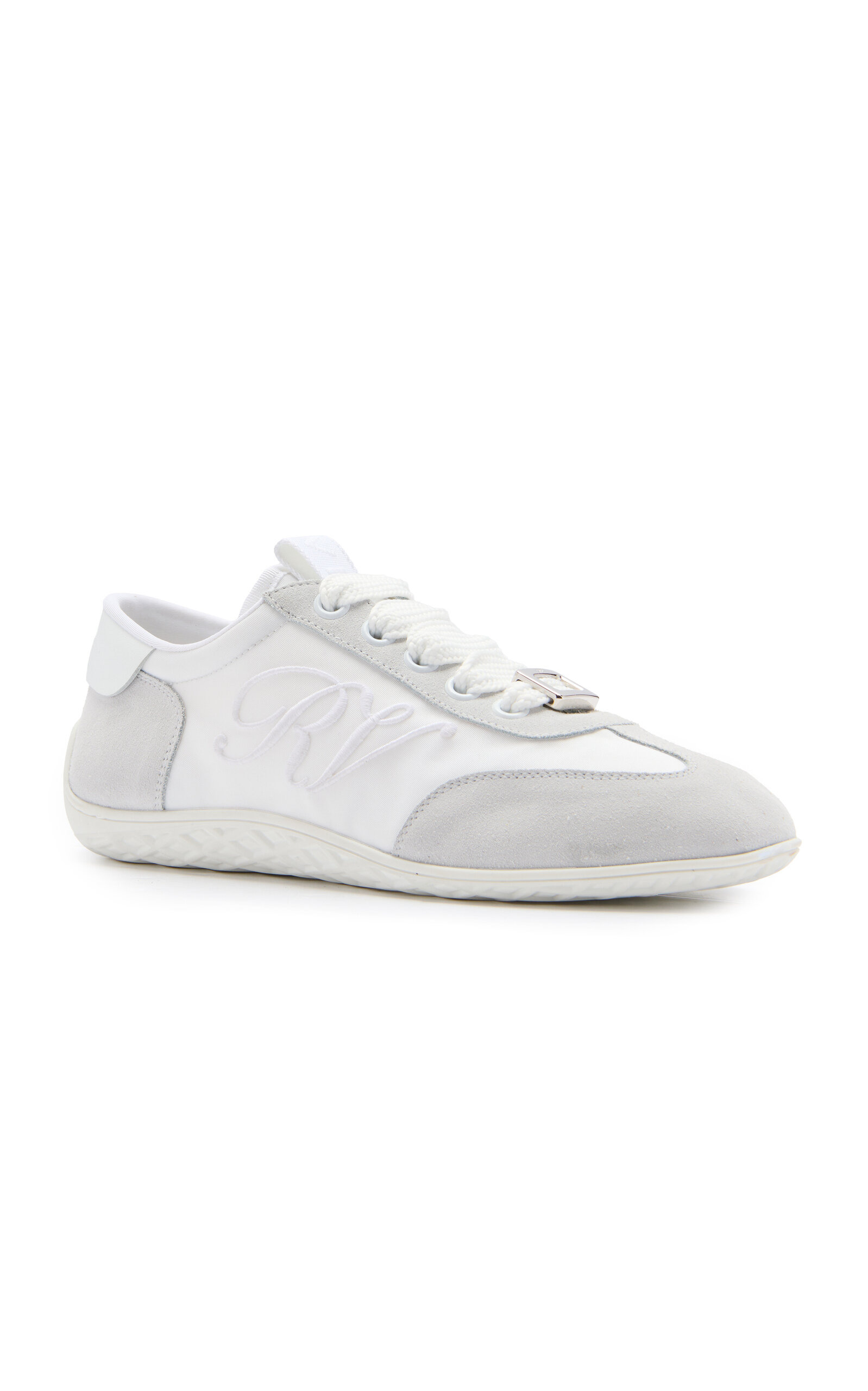 Viv Suede-Trimmed Canvas Sneakers white - 3