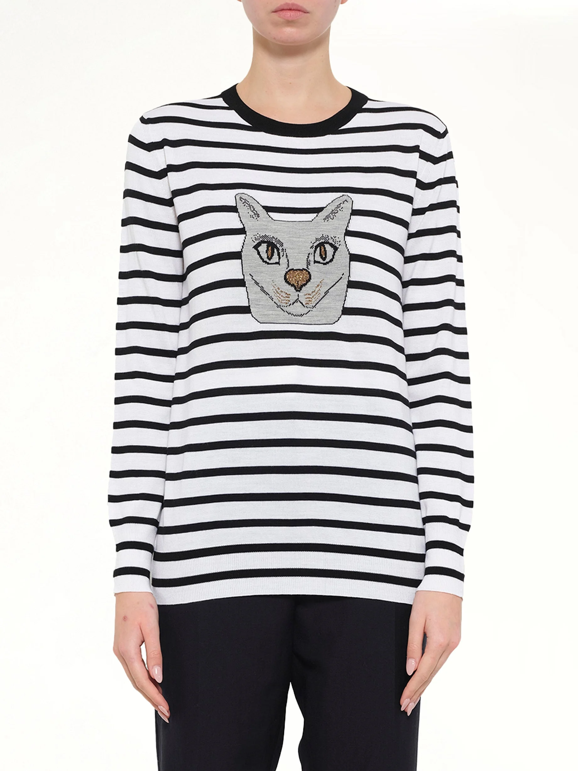 Cat Sweater Stripes in Black - 1